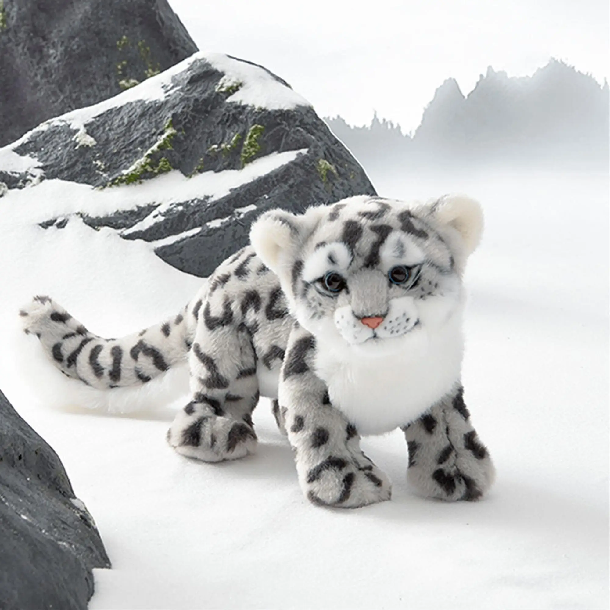 Lifelike Snow Leopard Plush Toy, Cute Snow Leopard Stuffed Animals Toys, Soft Plush Stuffed Animal Plushie, Original Design стульчик для кормления moji by abc design yippy snow 12003300415