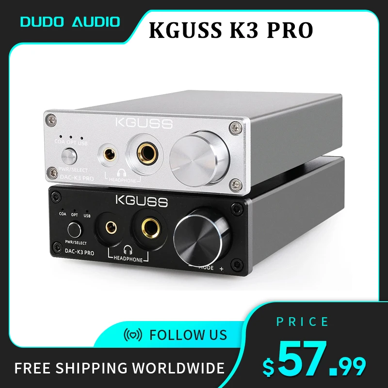 

KGUSS DAC-K3PRO K3 PRO TPA6120A2 ESS9018K2M MINI HIFI USB DAC Decoded Audio Headphone Amplifier 24BIT 192KHz AMP DC12V US/EU