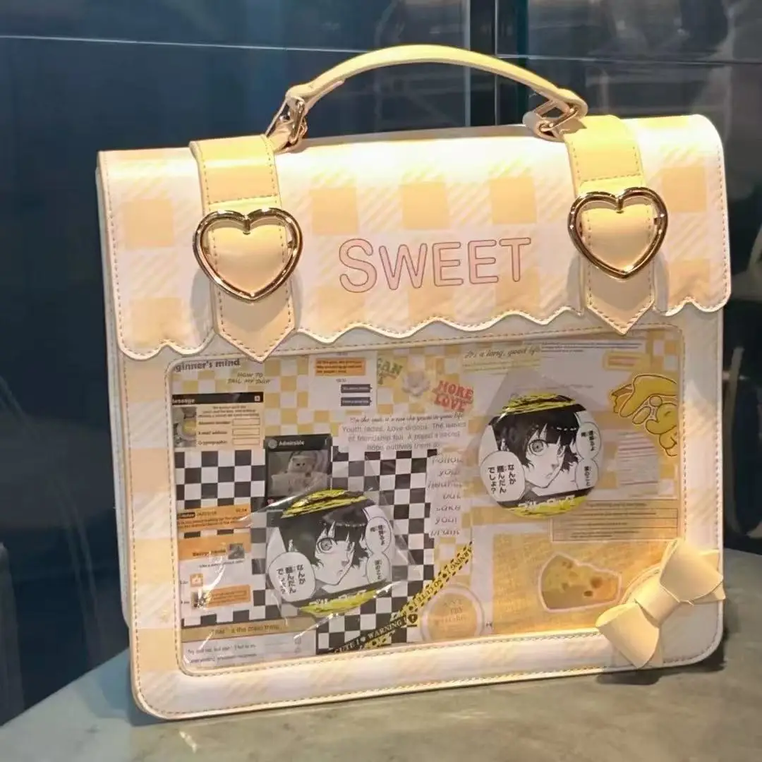 JIAERDI Transparent Square Yellow Backpacks Women Harajuku Plaid Leather Mini Backpack Student Casual Crossbody Bags 2025 New