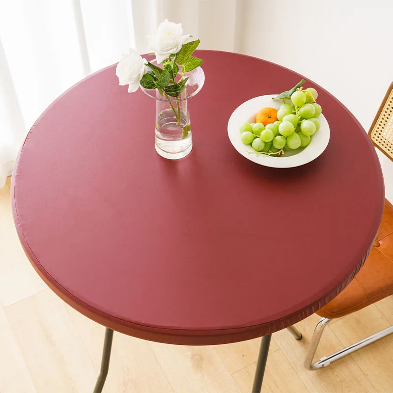 Waterproof & Oil-Proof Elastic Round Table Cover - Durable, No-Wash, Full-Cover Tablecloth
