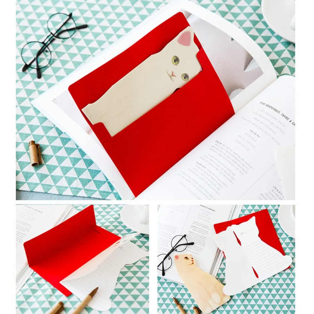 1pc Cute 3D Cat Greeting Cards Christmas Greeting Blessing Cards Envelopes Wedding Invitations greeting cards