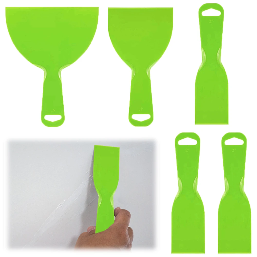 5 Pcs Plastic Putty Spatula Set Wallpaper Scraper Car Painting Spatula Scrapers for Spackling Patching Decals Wallpaper Remover
