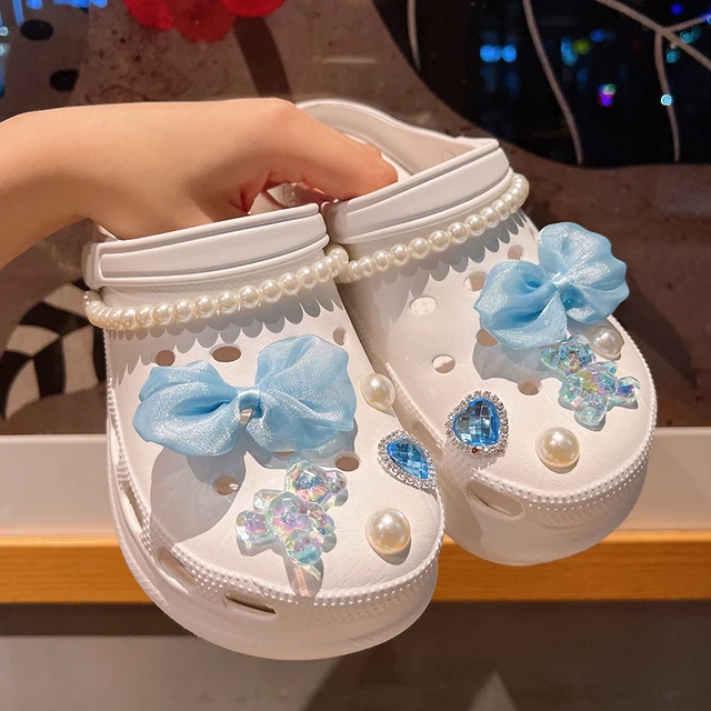 Ins Colorful Dark Blue Bow-knot Croc Charms Designer Sandals Accessories  for Clogs Decorations Boy Kids Gift Fashion Lovely - AliExpress