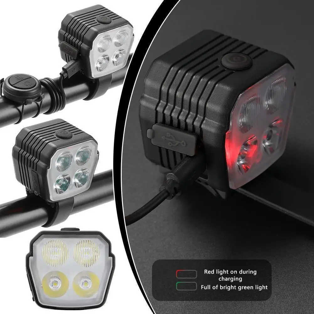 Bicycle Horn Bicycle Flashlight Bicycle Accessories Bicycle Horn Lights 120dB USB Charge 2 In 1 Headlight 4LED 3Modes for Outdoor Mountain Bike