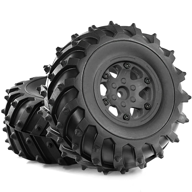 4개 128mm 1/10-비드락 휠 림 고무 타이어 세트 (1/10 RC 크롤러 자동차 TRX4 D90 D110 Axial SCX10 블랙-ABVK 용)