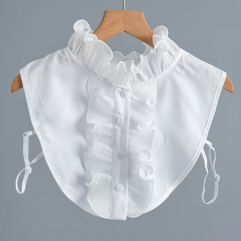 

Ruffle Faux Collar Decorative Collars for Clothes Suit Removable False Collar Universal Shawl Elegant Top Lapel Shawl
