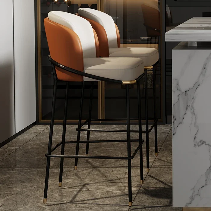 Hot Wholesale Orange Cushion Metal Bar Stool – Modern Luxury 2