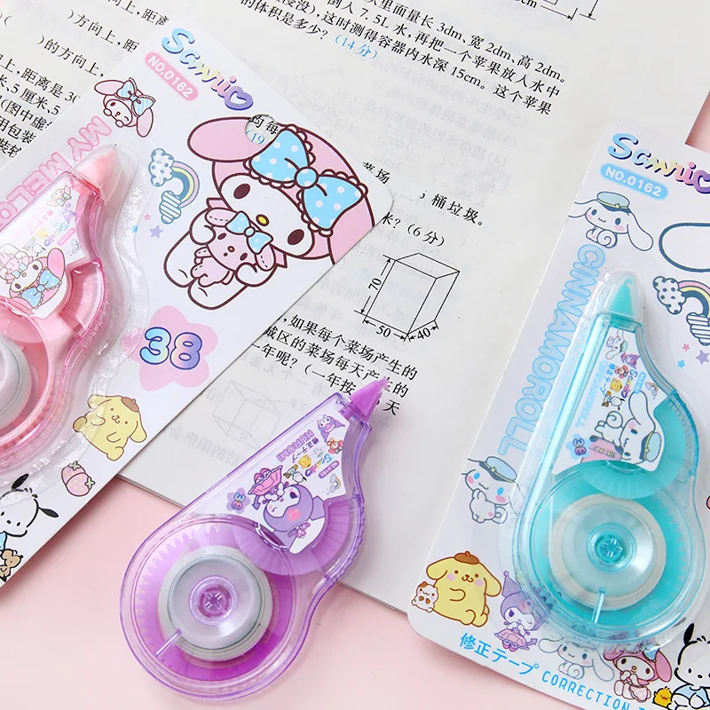 Sanrio Kuromi Cinnamoroll My Melody Correction Tape Kawaii Students Stationery School Office Supplies Gifts 3Pcs correction tape