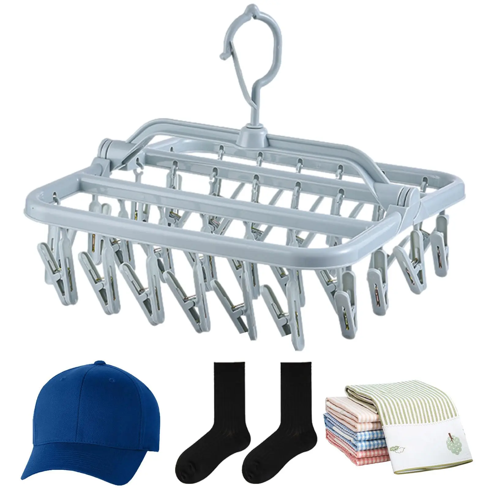 Foldable Drip Hanger with 32 Clips - Plastic Hanging Drying Rack for Clothes Underwear Socks 5