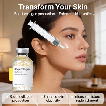 Collagen Peptide Anti-Aging Ampoule | Silk Protein Serum For Skin Tightening & Elasticity Boost 1