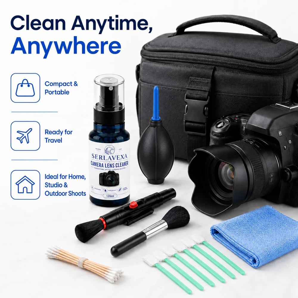 Kit di Pulizia Multiuso per Lenti Fotografiche, Spray Detergente per Schermi, Soffiatore d'Aria e Spazzola per DSLR, Laptop, Tastiere e Schermi di Telefoni - immagine 6