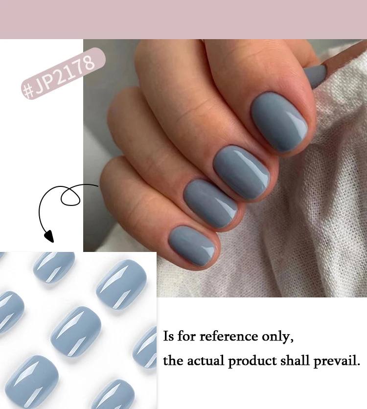 Short Round Wearable Fake Nails with Glue