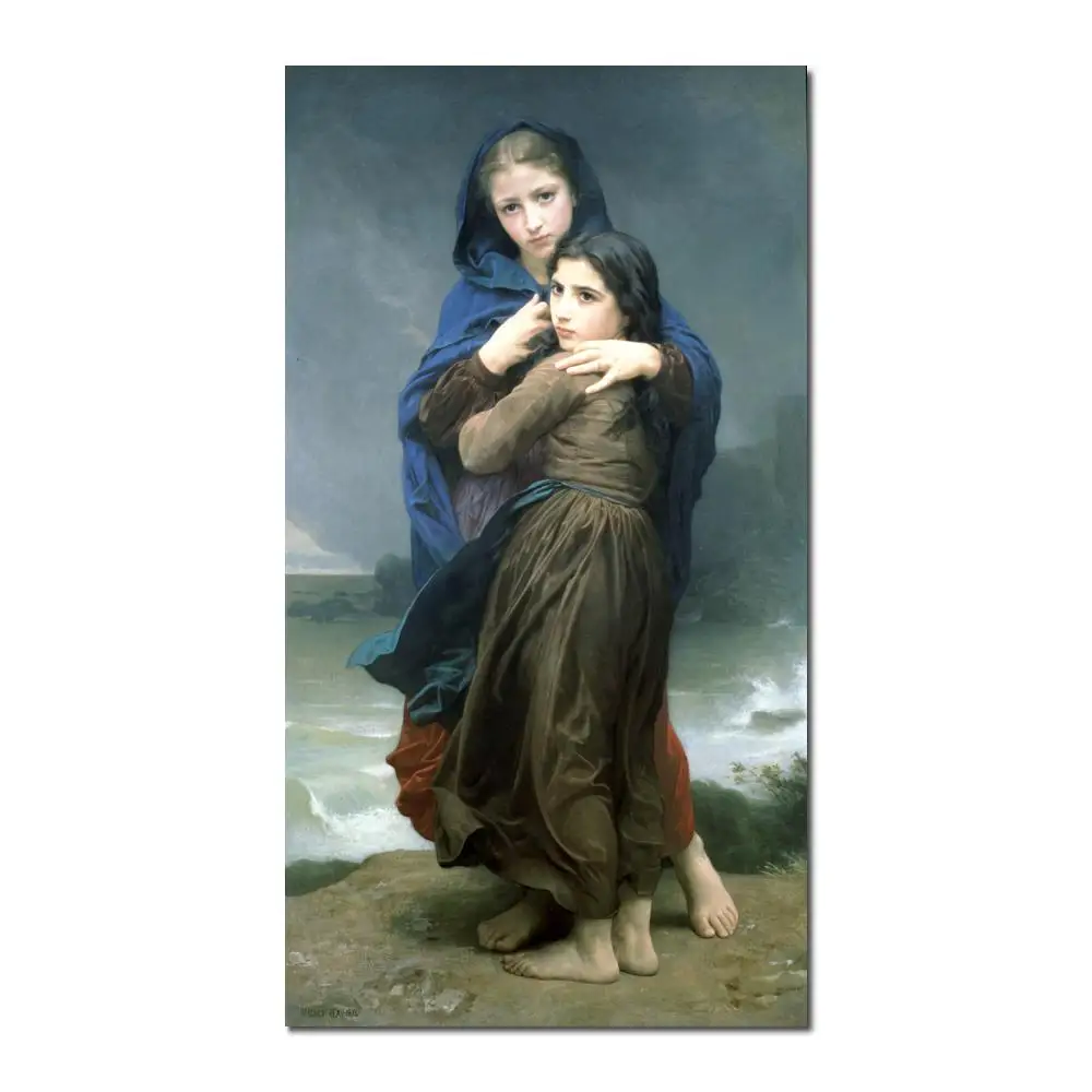 

Portrait Woman painting William Adolphe Bouguereau Far from home handmade canvas art High quality