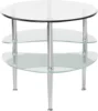 Modern Oval Glass Coffee Table Living Room Accent Ottoman Storage Shelf, 37 Inch, Glass 5