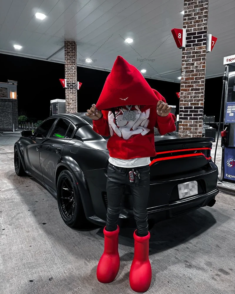 2023 Spring American hip hop tide brand alphabet foaming hoodie men's