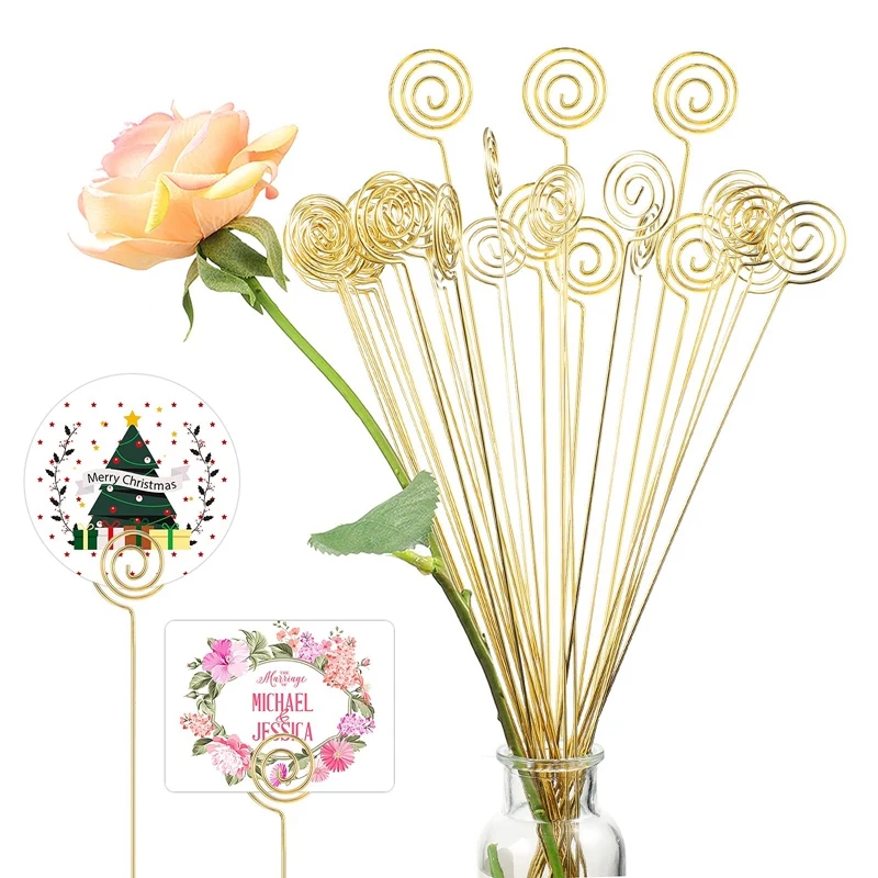 40Pcs Metal Wire Floral Place Card Holder Pick Love Floral, 59 OFF