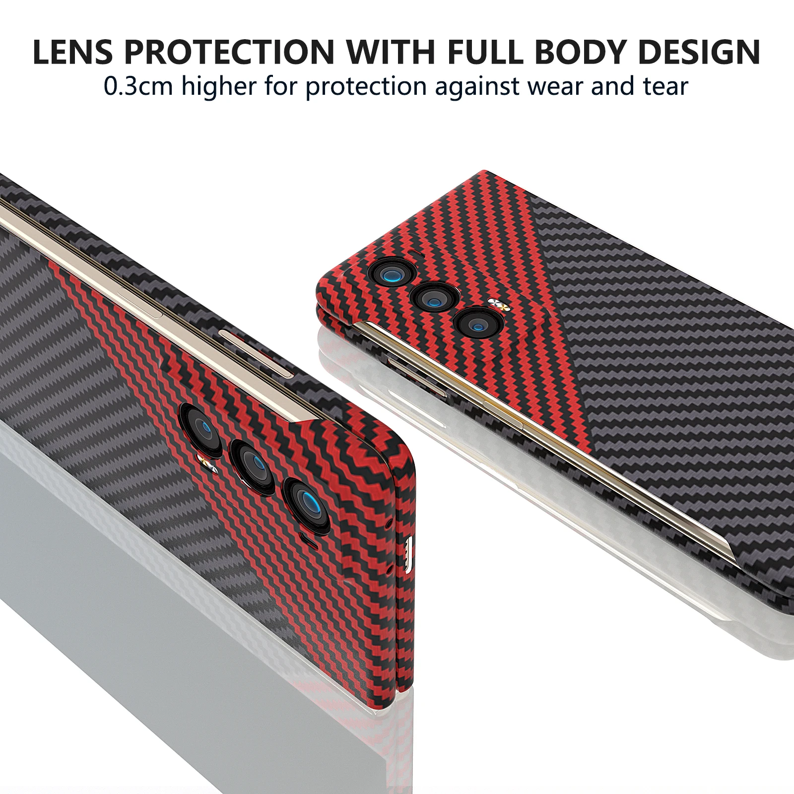 Ultra-Thin Matte Frosted Carbon Fiber Texture Folding Phone Case - Shockproof Protective Cover