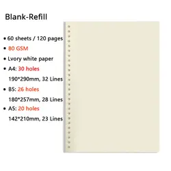 Versatile Refill Loose Leaf Notebook - Multi-Style Binder Planner for Office & School Supplies (Blank Refill)