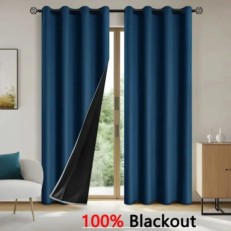 Darkening Window Drapes With Black Lining 2025 New 1PC Blackout Curtains For Bedroom And Living Room Thermal Insulated Room 3