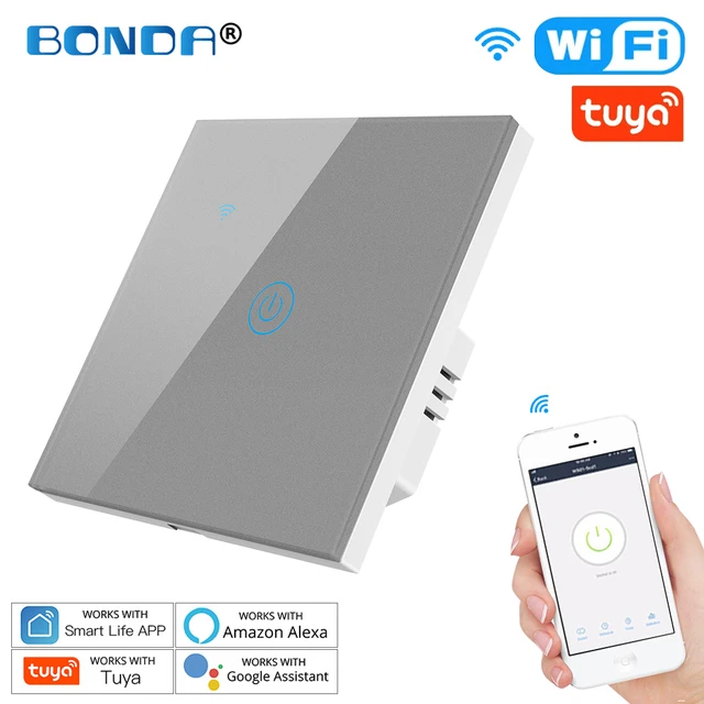 Tuya WiFi Smart Light Switch Eu Luxuray Glass Panel Touch Sensor Smart Life Wall Switch 220V Voice Work with Alexa Google Home 656 Gray 01