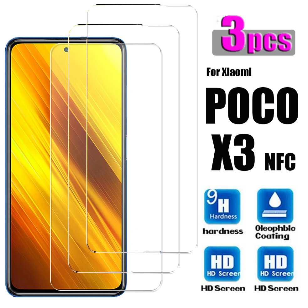 1-3Pcs Tempered Glass Screen Protectors for Xiaomi Poco X3 NFC Screen Protector Film Explosion Proof HD Glass film for Poco X3