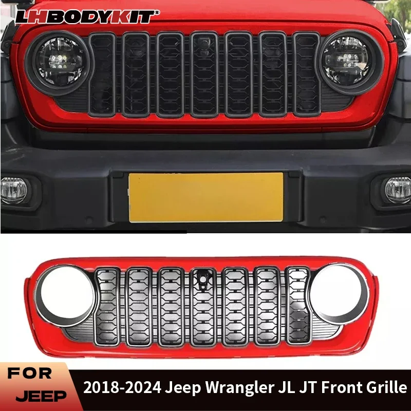 2018-2024 지프 랭글러 JL JT ABS 플라스틱 다양한 색상 자동차 앞 범퍼 그릴 메쉬 그릴 교체 액세서리