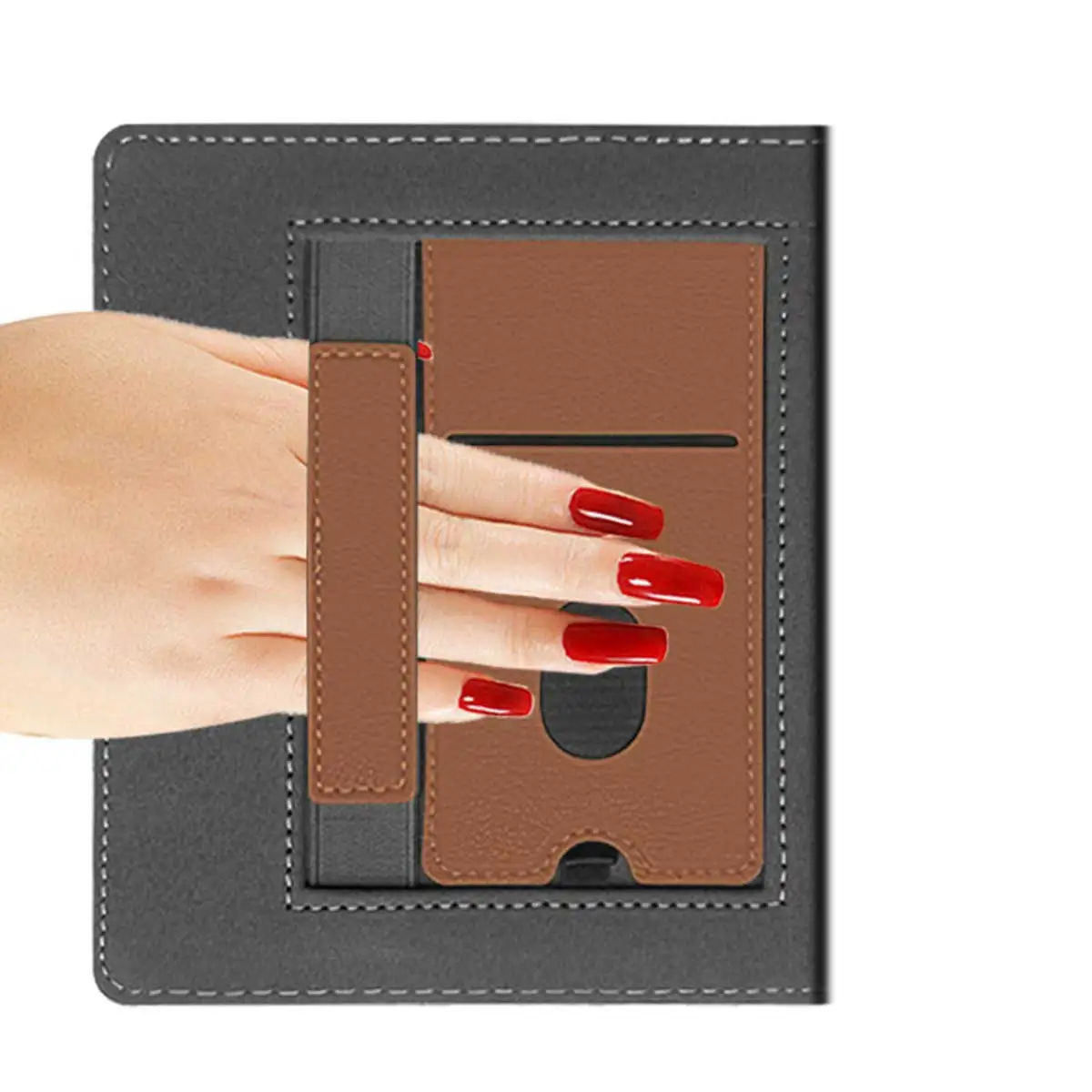 Premium PU Leather E-Reader Case with Hand Strap and Kickstand