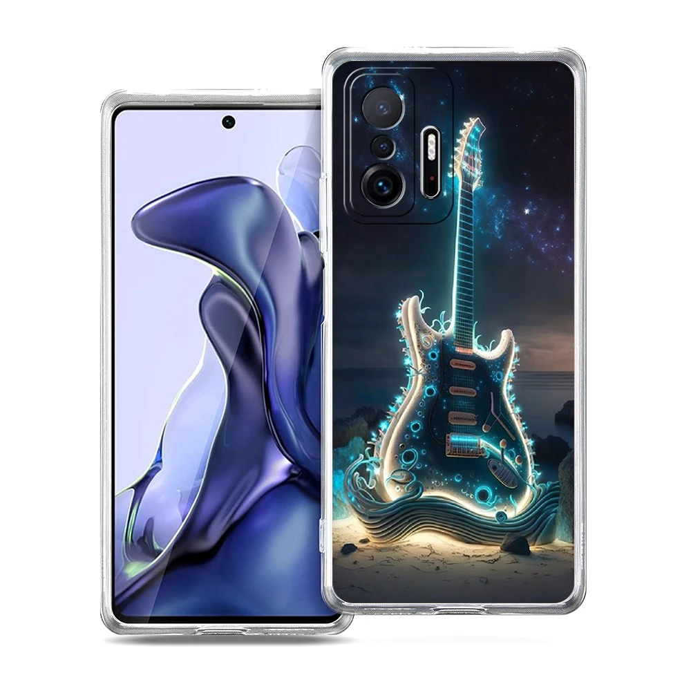 Guitar Music Art Soft Transparent Phone Case Cover Bags