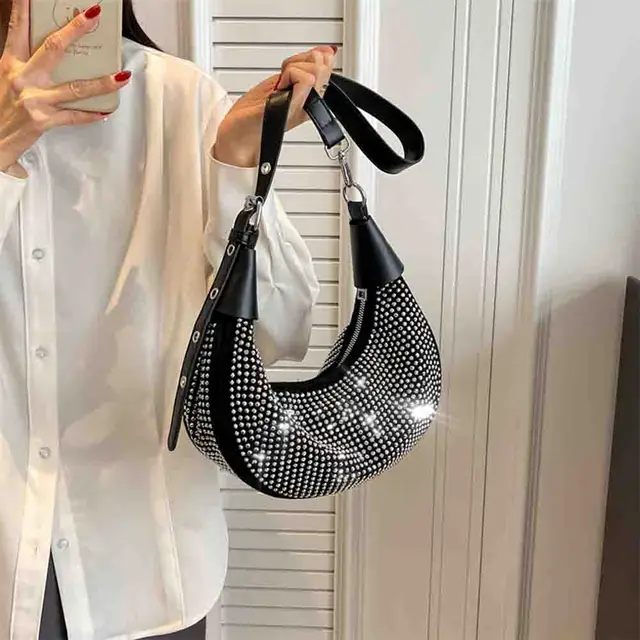 Half Moon Messenger Bag, Zipper PU Soft Printed Half Moon Shoulder Bag  Flexible For Summer (#1): Handbags