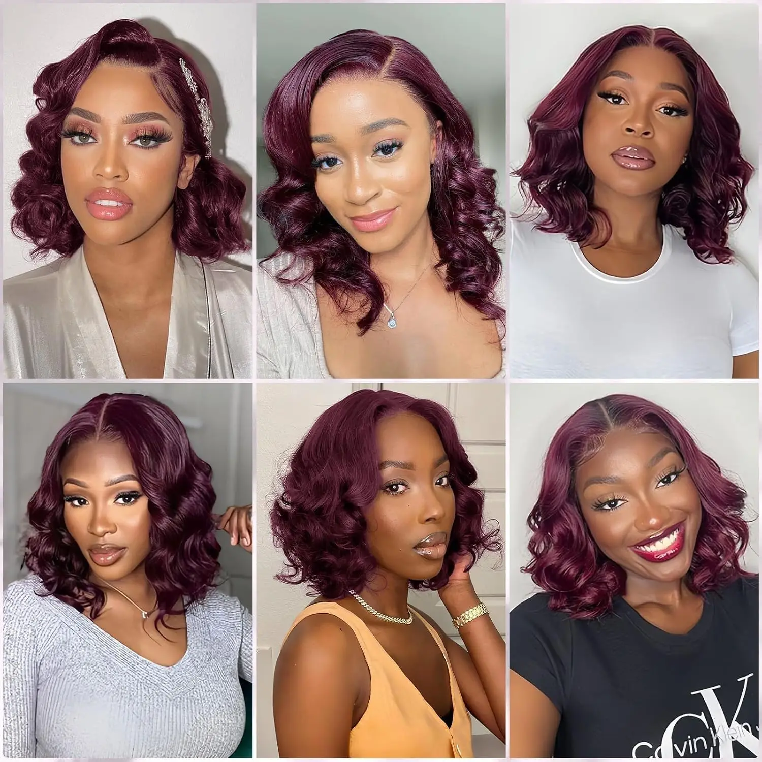 Loose Deep Wave Short Burgundy 13x4 Hd Lace Frontal Human Hair Wig Bob 99J Blonde Glueless Wigs Human Hair Ready To Wear
