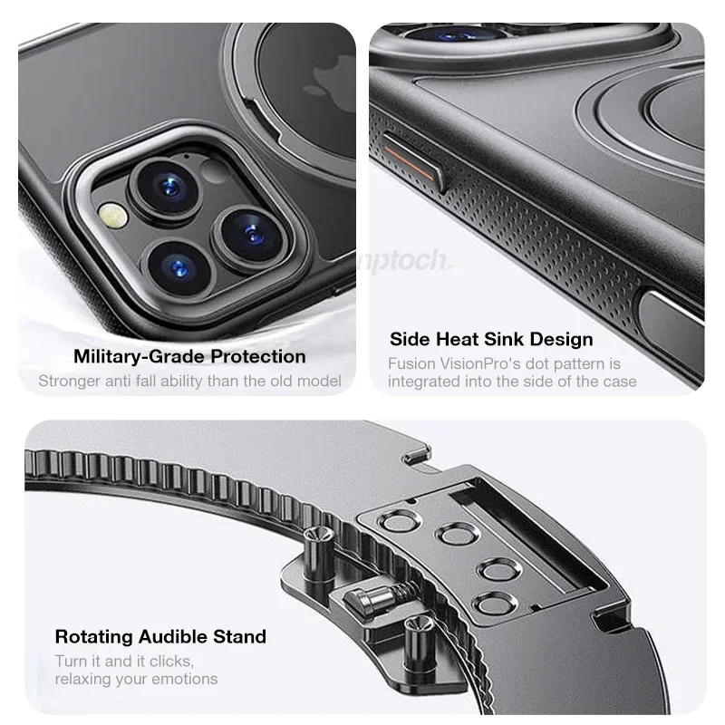 Magnetic Matte Shockproof Phone Case with 360° Rotating Ring Stand