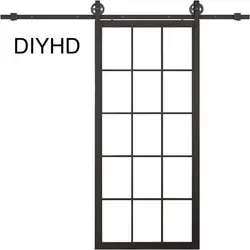 DIYHD 30 X 86.5inch Steel Framed Slab Interior Clear Tempered Glass Sliding Barn Panel, 30X86.5 in, TSD01 Door