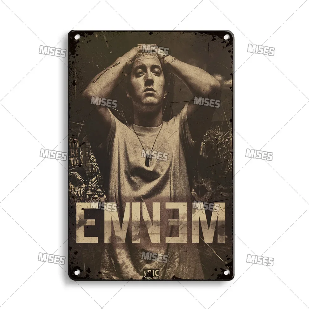 MISES Rapper Eminem Posters 8 Mile Decorative Plate Vintage Poster