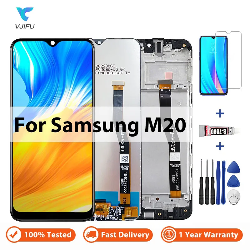 ЖК-дисплей для Samsung Galaxy M20 M205 M205F M205G/DS, сенсорный экран с дигитайзером в сборе, запасные части + Бесплатные инструменты для ремонта
