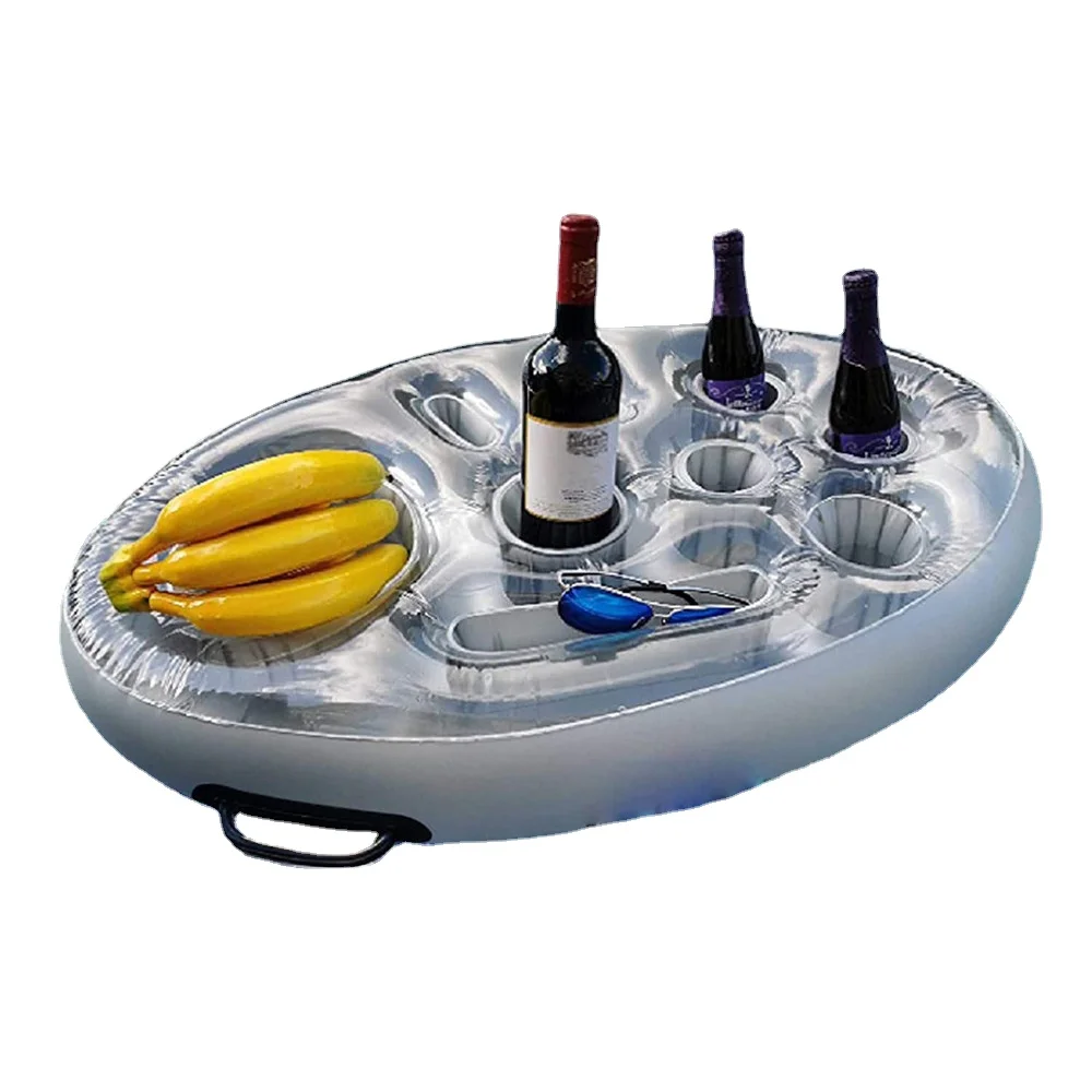 Inflatable Floating Drink Holder Beer Juice Can Cup Tray Beverage Salad Fruit for Swimming Beach Pool Party Supply aicevoos digital refractometer brix meter sugar content measuring instrument fruit juice beverage wine beer 0 35% range