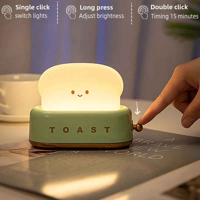 

LED Night Light Bedroom Decoration Mood Light Sleeping Lamps Bedside Lighting Toast Lamp Rechargeble Bread Maker Lights
