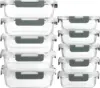 [10-Pack] Glass Meal Prep Containers W/ Lids, MCIRCO Food Storage Containers W/ Snap Locking Lids, Airtight Lunch Containers, 1