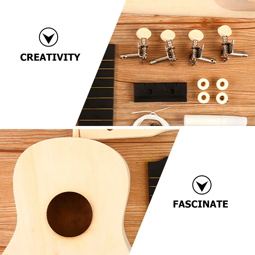 Wood Toys Ukelele Beginner Guitar Ukulele DIY Material Handmade Kit Instrument Crafts Supplies ukulele set Child Scream