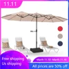 Umbrellas and Garden Bases 15ft Large Patio Umbrellas With Base Included Outdoor Umbrella Beach for Poolside Lawn Garden Beige 1