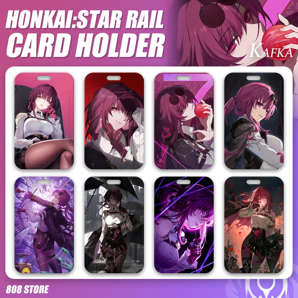 Honkai:Star Rail Kafka Game Anime Mihoyo Hot HD ABS Hard Plastic Card Holder Keychain Lanyard For Staff ID Students