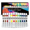 Acrylic Paint Set 12/24 Pack of 12mL Paints,Non-Toxic Craft Paint for Canvas,Wood,Fabric,Leather,Cardboard,Paper,MDF and Crafts 1
