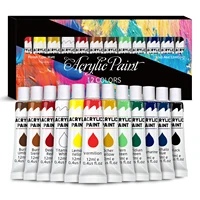 Acrylic Paint Set 12/24 Pack of 12mL Paints,Non-Toxic Craft Paint for Canvas,Wood,Fabric,Leather,Cardboard,Paper,MDF and Crafts 1