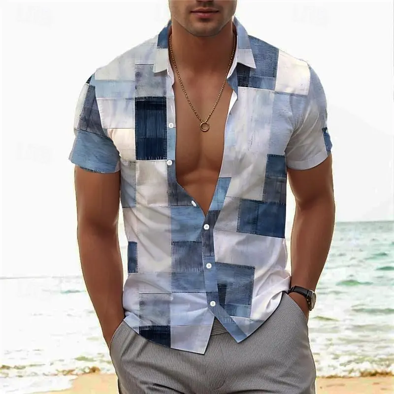 Plaid Resort Men's Shirt Hawaiian Comfortable Casual Shirt Button Up Short Sleeve Summer Beach Vacation Daily Wear Top