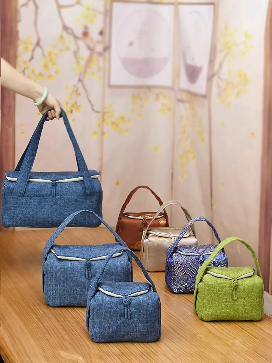 Chinese Handbag Inner Adjustable Free Tea Cup Bags Car Carrying Outdoor Tea Set Organizer Thickened Tote Bag