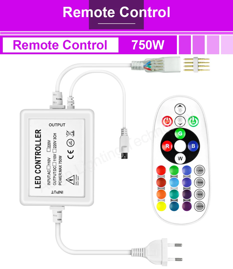 LED com Plug UE, Controle Remoto IR,