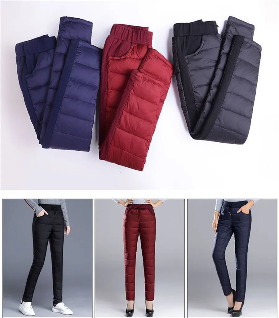 Mom's Winter Vintage Warm Thicken Pants Down Cotton High Waist Pencil Trousers Thick Snow Wear Skinny Oversized 4xl Pantalones