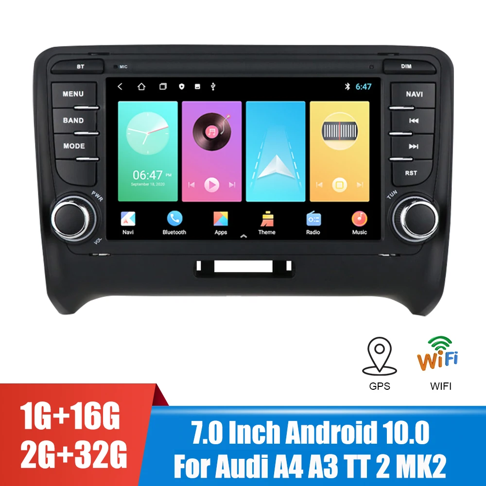 

GPS FM Receiver 2 Din Bluetooth WiFi MP5 Video Player Car Radio for Audi A4 A3 TT 2 MK2 Mirror Link 7 Inch HD Touch Screen