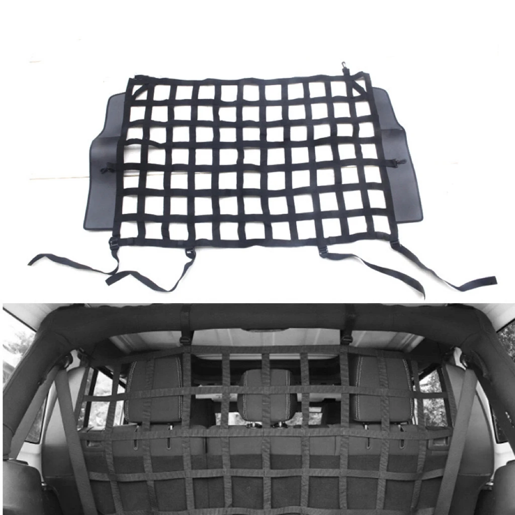 

Car Rear Seat Trunk Isolation Cargo Net Dog Barrier Protection Divider Safety Driving Mesh for Jeep Wrangler JK JL 2007-2023