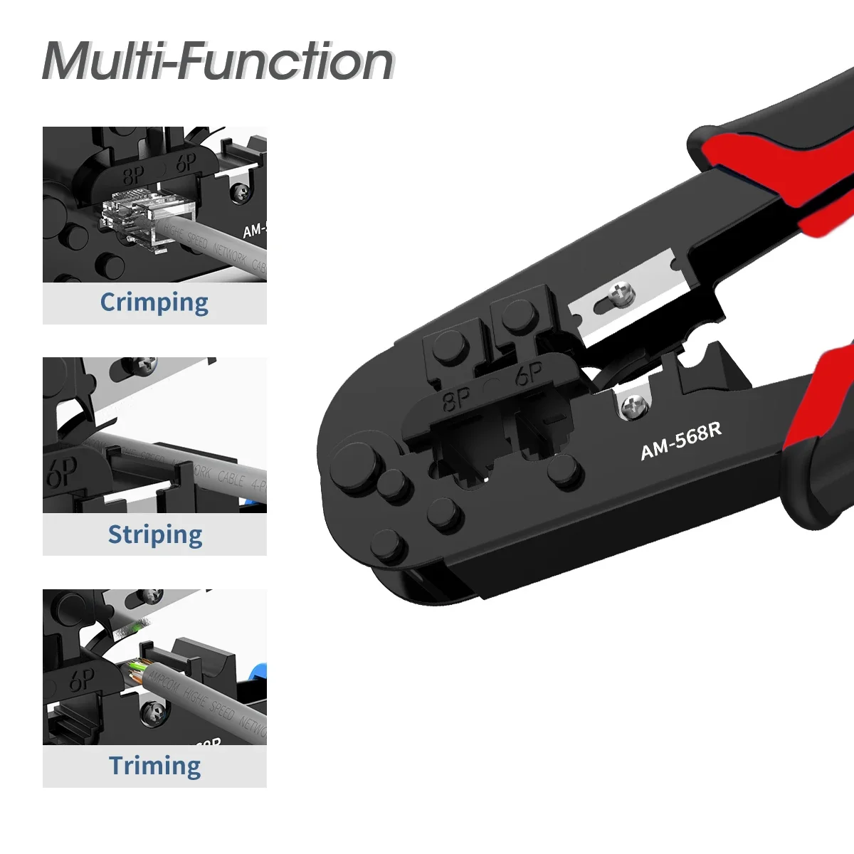Red rj45 crimper RJ11 RJ45 Crimping Tool Ethernet Network LAN Cable Crimper Cutter Stripper Plier for 6P 8P RJ-11/RJ-12 RJ-45 2