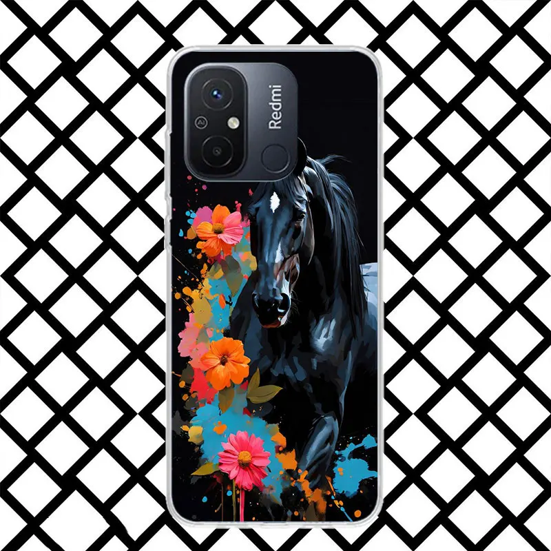 Elegant Black Horse Soft Phone Case - Animal Design Protective Cover